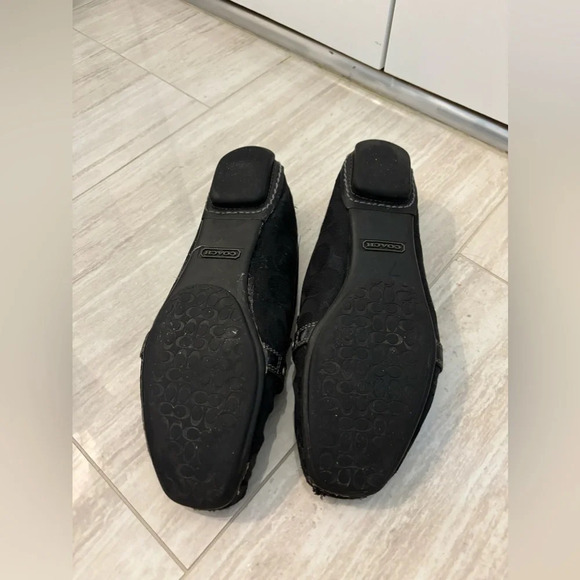 Coach Black Leather Loafer Shoes Size 7 Stacie Signature Logo Driving Moccasin - Picture 3 of 5